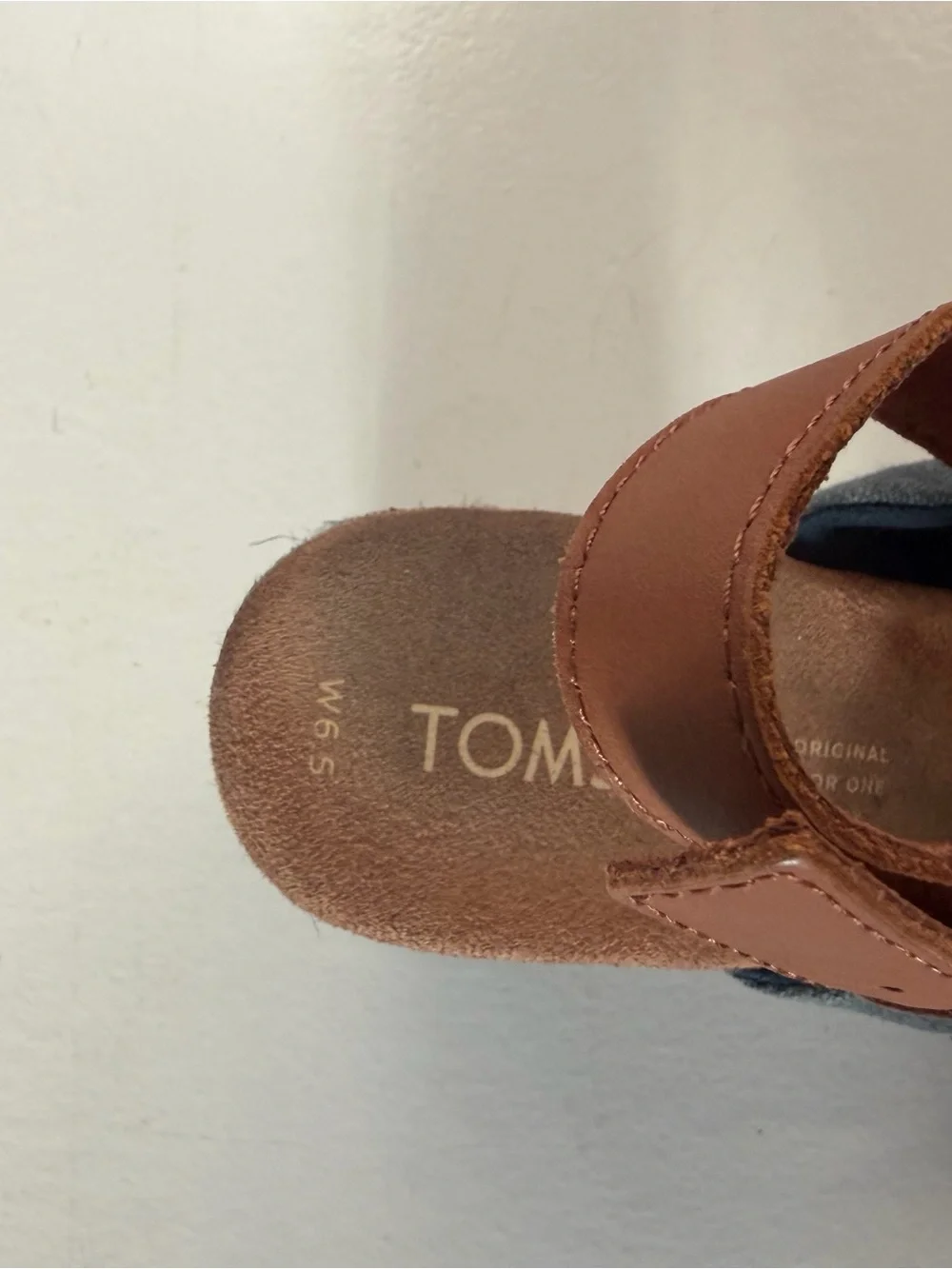 Toms navy and chestnut Woven Espadrille Platform Sandal with Brown Ankle Strap